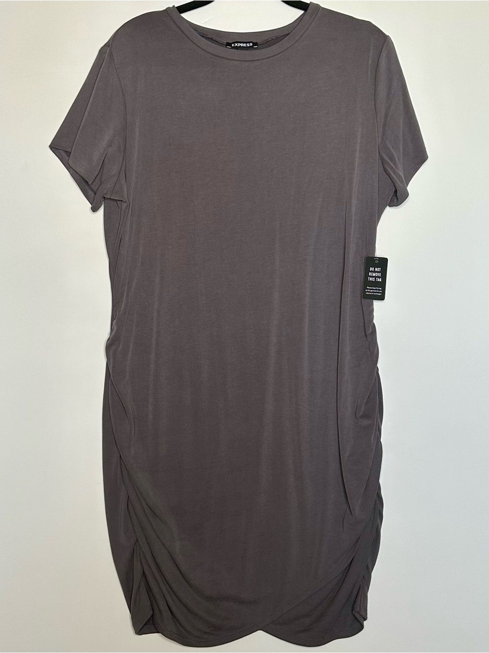 Express NWT Women's Short Sleeve Ruched Side Jersey Knit Tee Dress  Sz XL